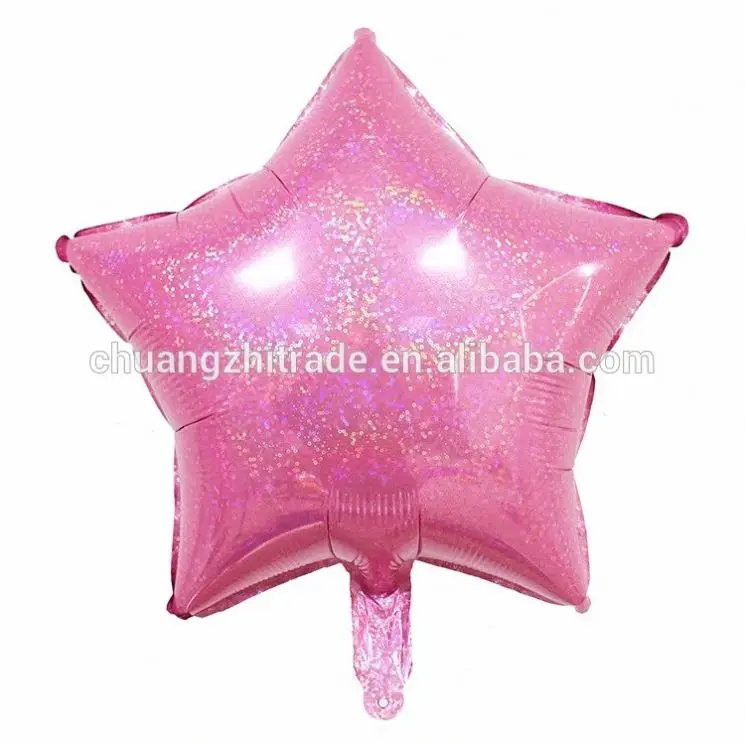 CY new products 2019 star shaped chinese inflatable toy 10 inch laser foil glitter balloons