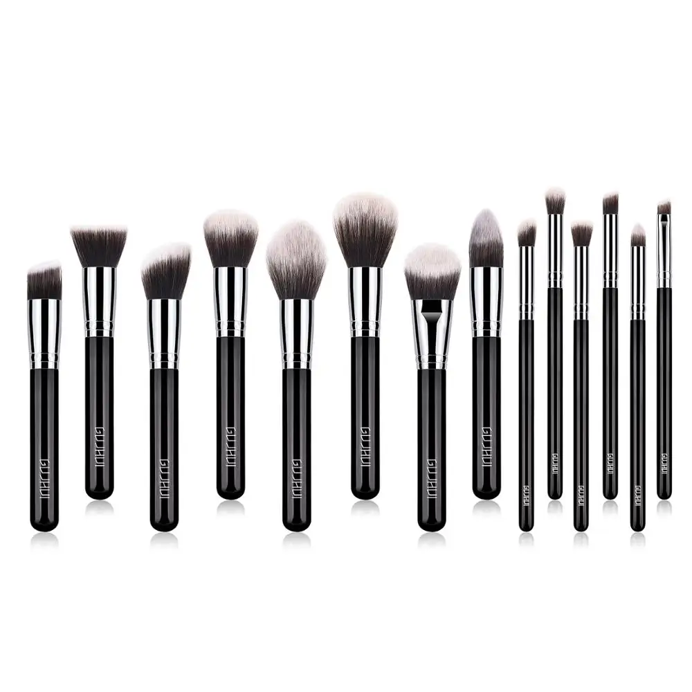 Набор кистей для макияжа Kabuki с черной деревянной ручкой, 14 шт.