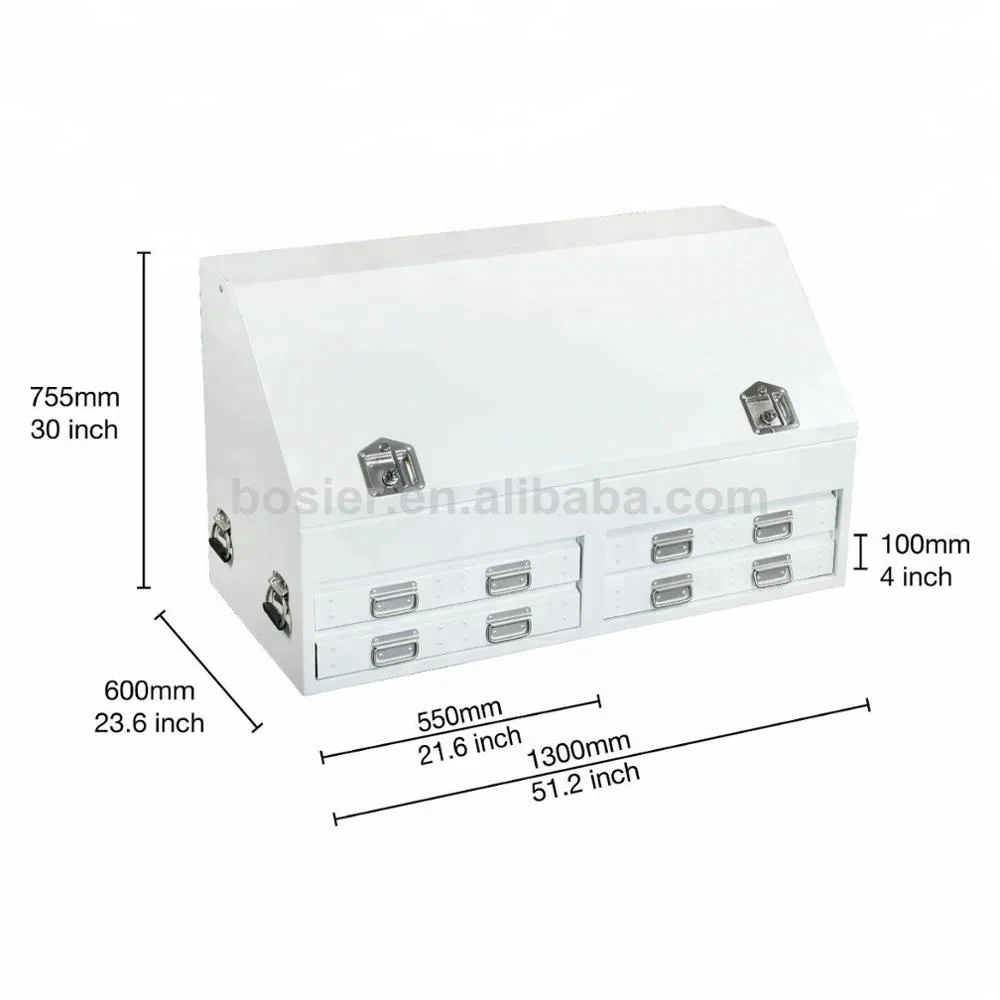 Upright Truck Ute Steel Tool Box 1300mm Ball Bearing Slide T-bar Lock Black