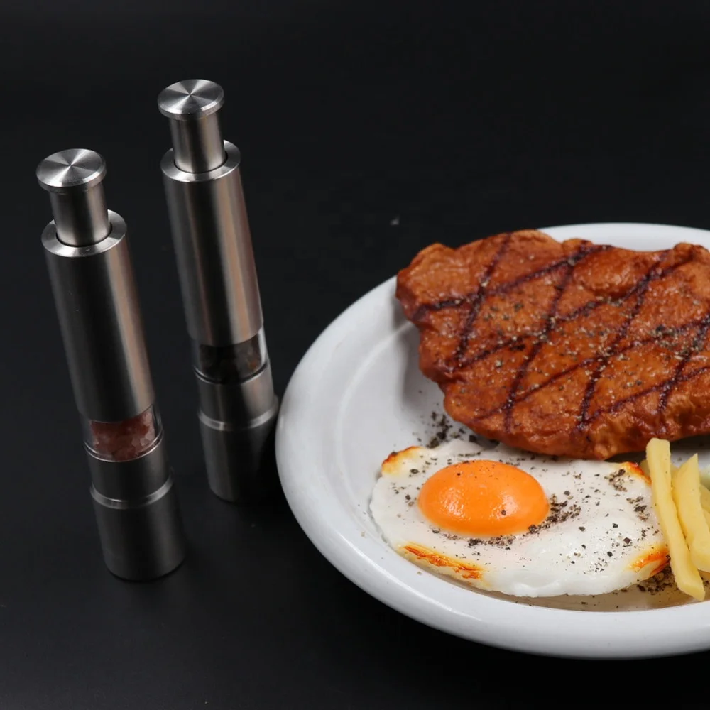 Factory Sale Mini One Hand Operated Thumb Pump Mini Grinder Set Pepper Mill