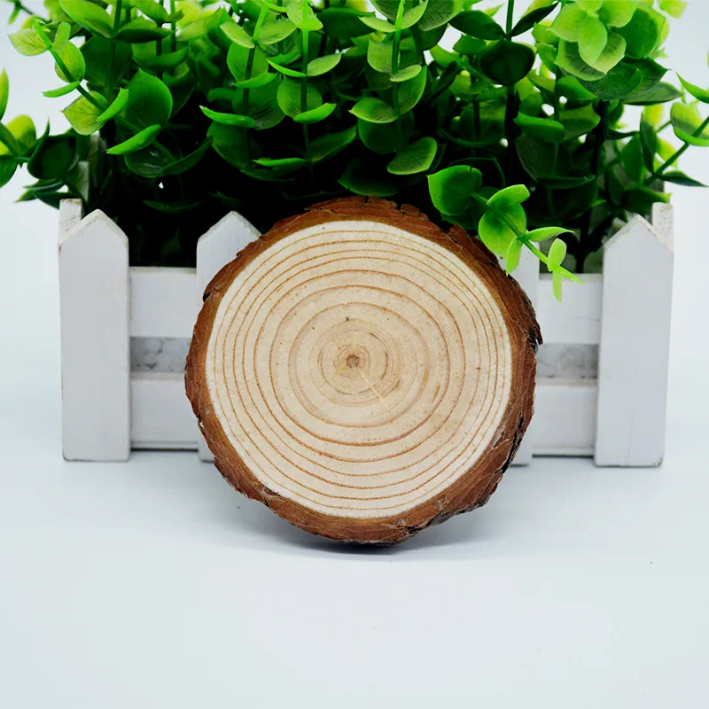 Natural Unfinished Wood Slices with Bark for DIY Handmade Wedding Craft Ornaments