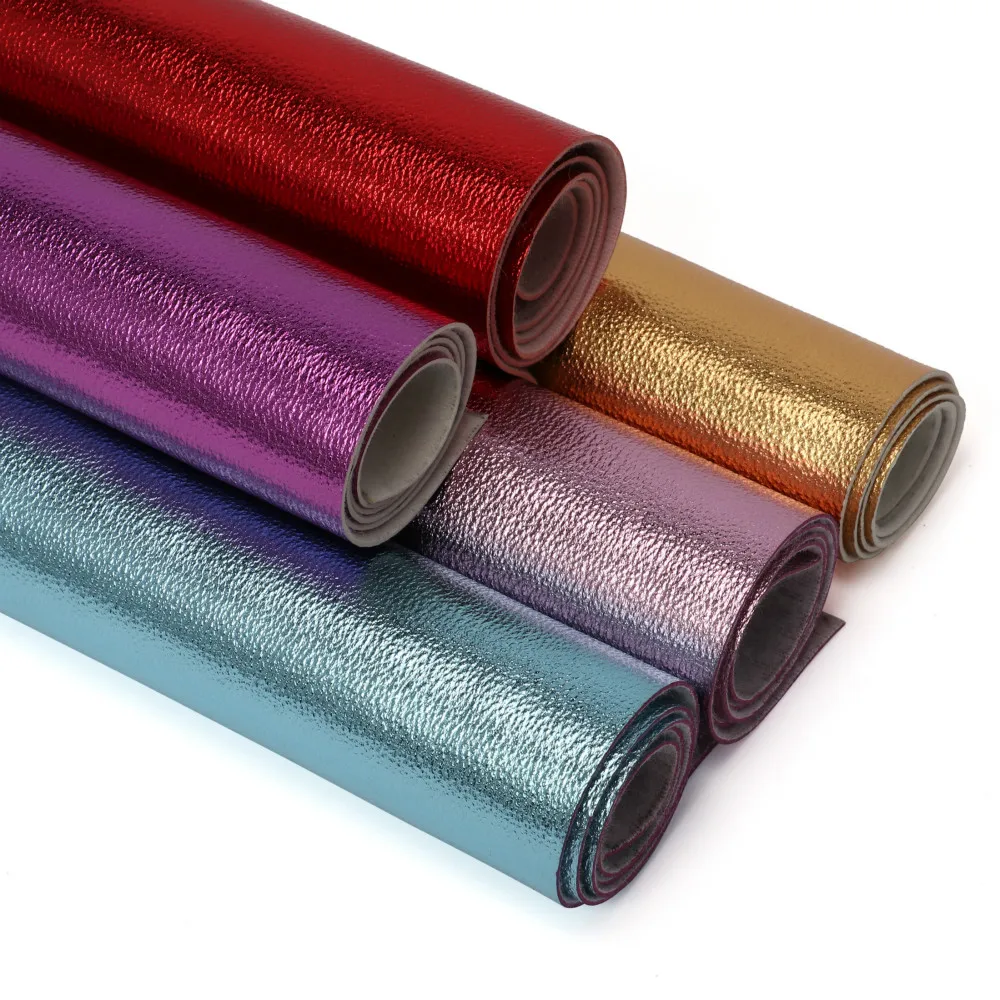 nonwoven backing good handing felling litchi grain metal pu synthetic leather for making bags