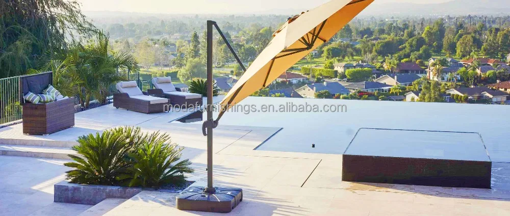 2018 Moda Ресторан Кафе Открытый сад пляж консольный зонтик патио Кривошип зонтик 3,5 м Открытый зонтик с основанием