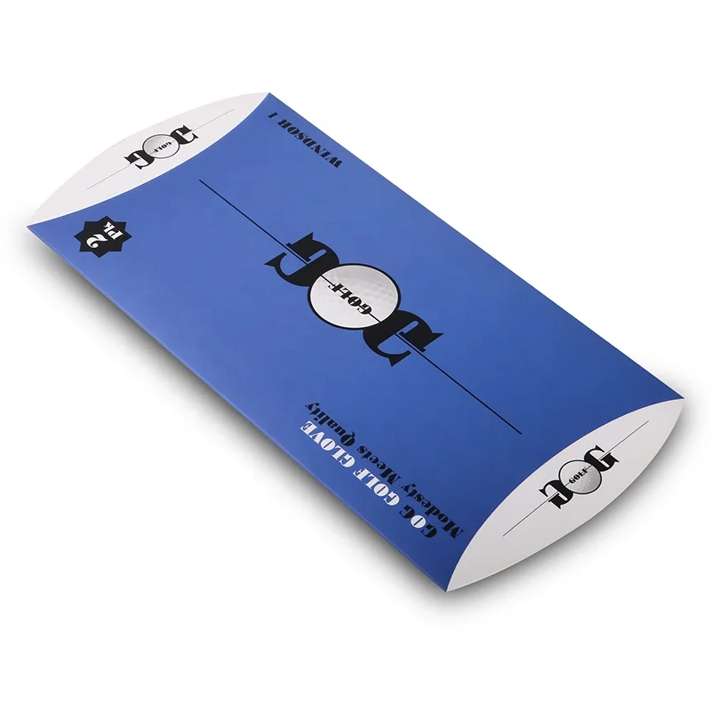 Special custom die cut pillow box shape golf glove blue packaging box