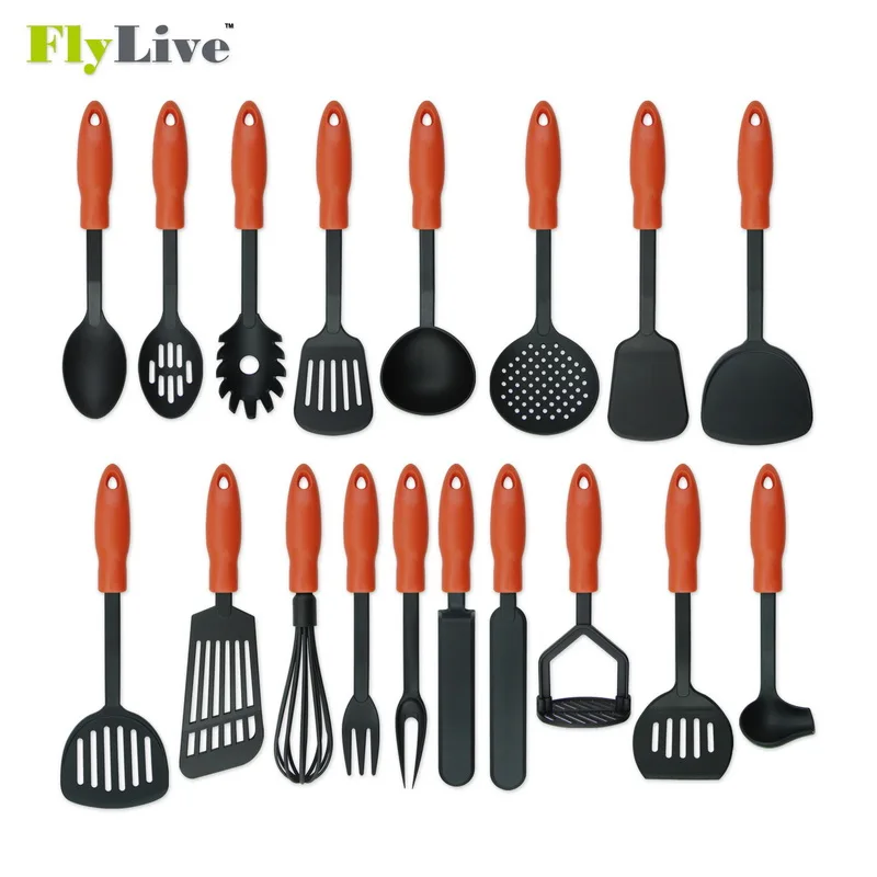 Kitchen Cooking Utensil Set - 18 Nylon Cooking Utensils - Heat Resistant & Tools