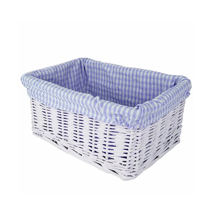 
white wash small wicker empty hamper basket 