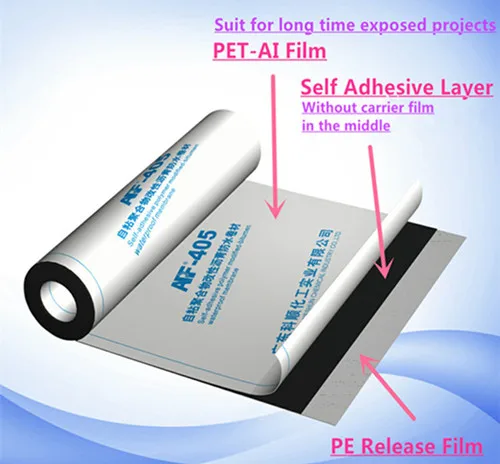 Self-adhesive underground high polymer polyethylene bitumen emulsion waterproofing membrane