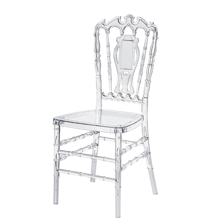 High Quality Crystal Acrylic Resin Wedding Crown Napoleon Chair For Sale