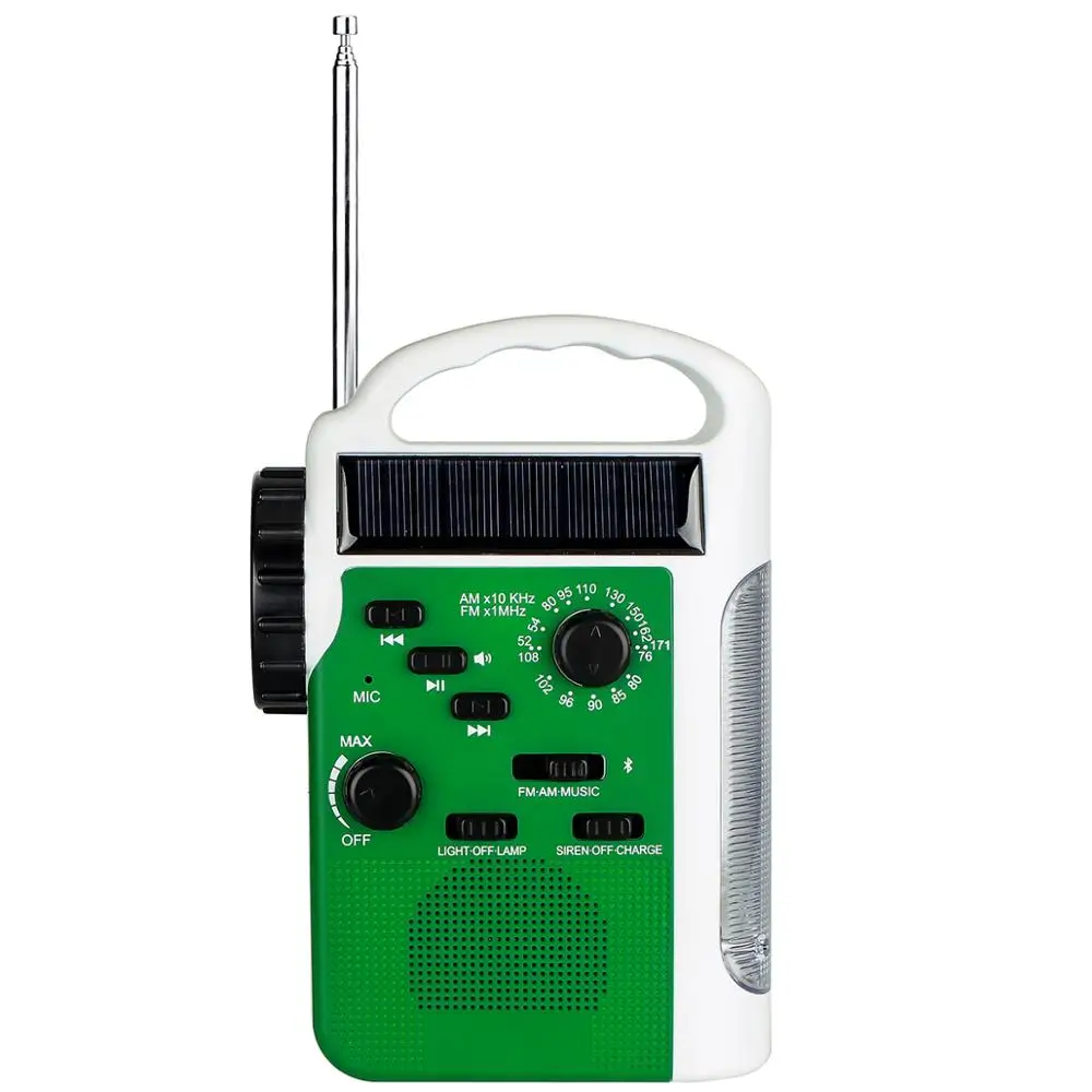 Portable Solar Hand Crank Blueto0th Speaker  FM AM Receiver Emergency Radio with Siren function