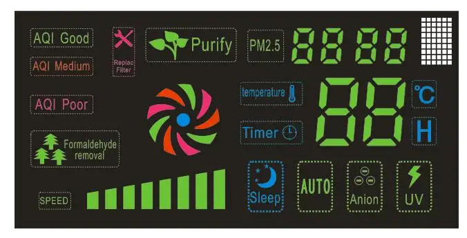 Room Hepa Carbon Filter Negative Ion Air Cleaner  With PM2.5 Display