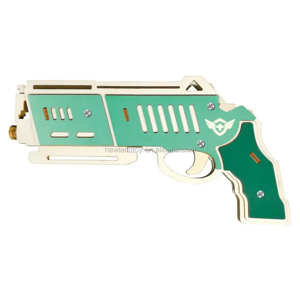 Custom Colorful 3d Puzzle rubber band gun machine green Gun Toy OEM FSC for adults and teenagers