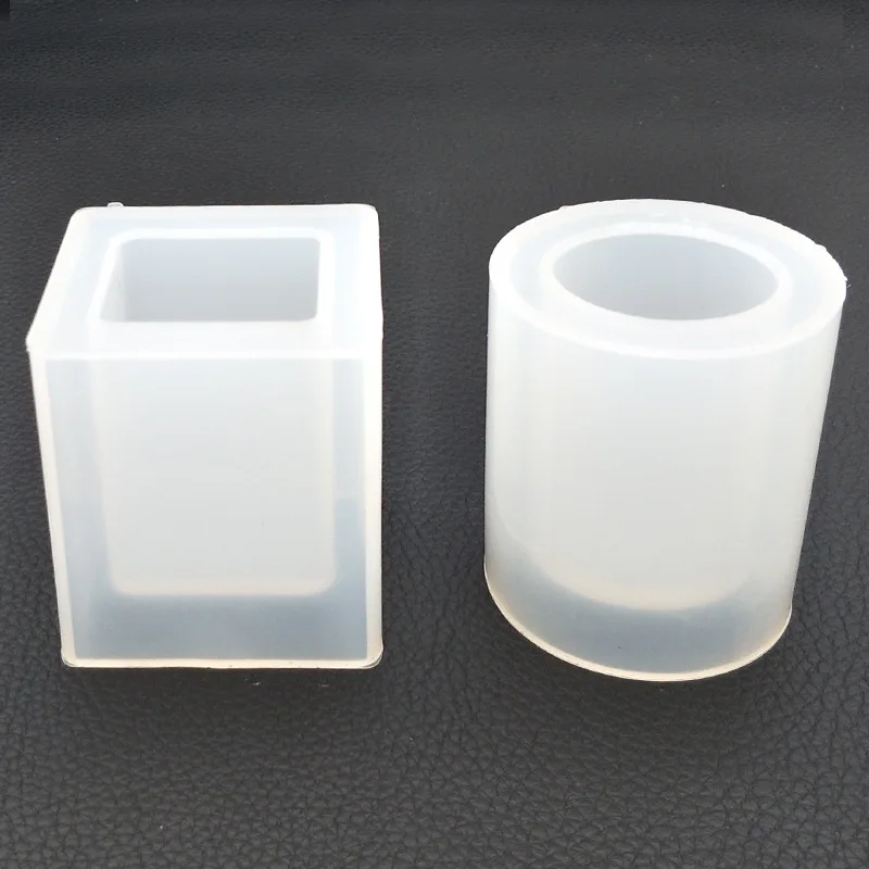 2 Pack Pen Holder Molds Square Round Resin Flower Pot Mold Durable Silicone Molds For Concrete Planter Craft