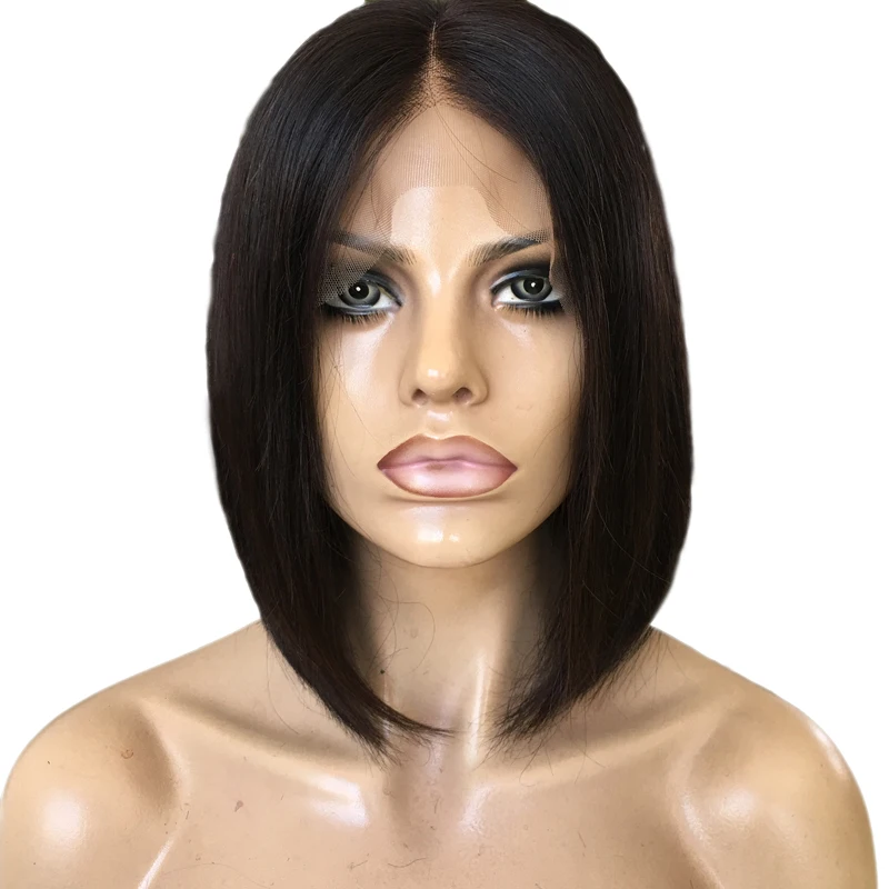 
Волосы Реми короткий Боб кружевной парик средней части человеческие волосы цвет прямой 8 дюймов боб парик Joywigs индийский 130 Плотность черные швейцарские кружева 