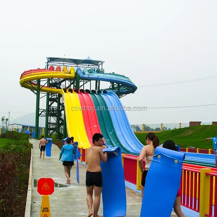 Aqua park multi-lane and colorful fiberglass mat racer water slides for sale