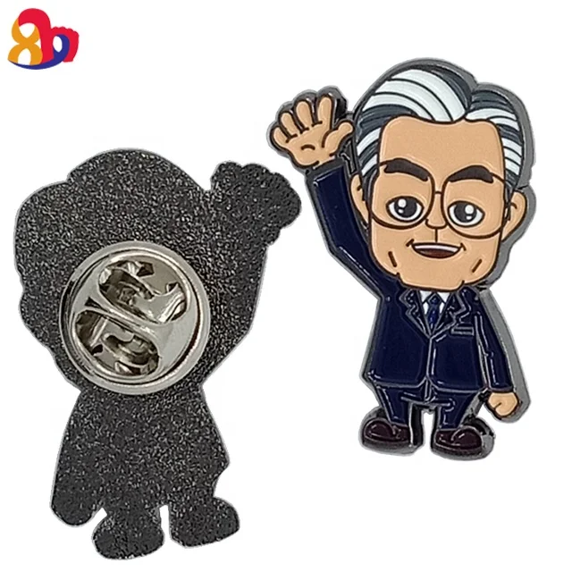 Professional Custom Leader Celebrity Zinc Alloy Cartoon Pattern White Hair Men Lapel Pin