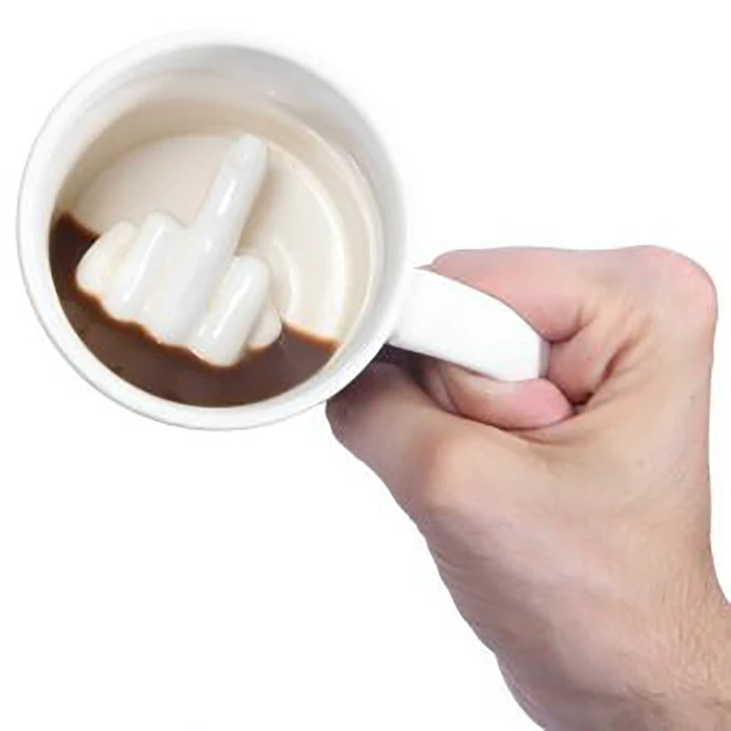 
3D Creative Fun Unique Personality Middle Finger Milk Coffee Ceramic Mug Up Yours Mug Cup Cool Home Decor Novelty Gifts Tea Cups 