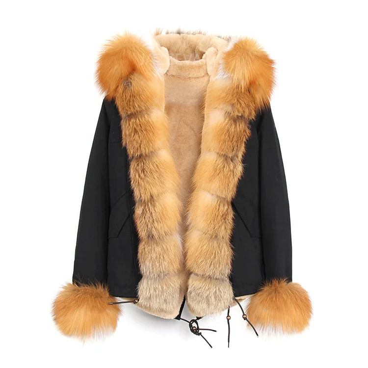 
 Женское теплое пальто с мехом енота, длинная парка с капюшоном из натурального Лисьего меха, зимний сезон 2020  