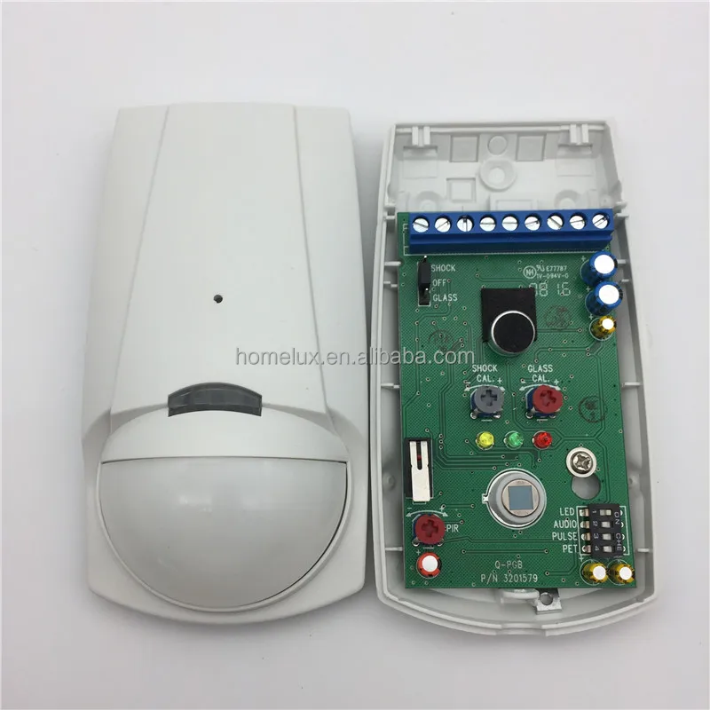 Wired Glass Break Detector Shock Sensor PIR Detector With Pet Immunity