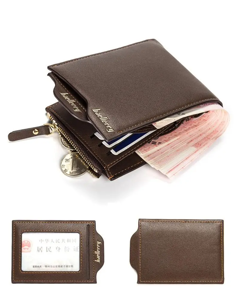 Оригинальный мужской кошелек Baellerry из искусственной кожи на молнии/Роскошный деловой дорожный для мелочи кошельки мужчин