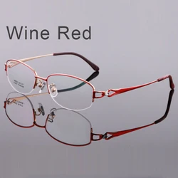 Ready Made New Design Women Pure Titanium Glasses Frame Fashion Diamond Decor Ladies Ultralight Red Spectacle Frame Eyeglasses