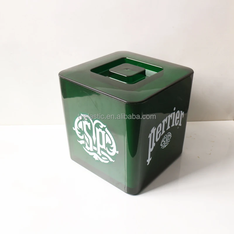 PS doublewall square plastic ice bucket with lid 10L