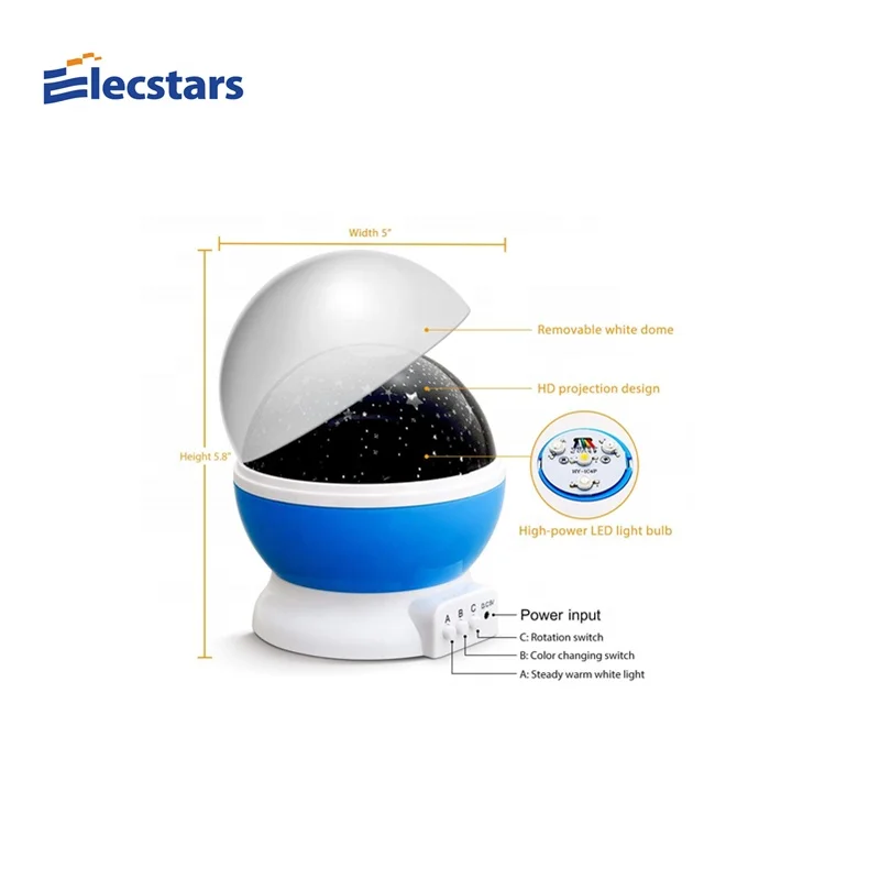 
2019 Amazon Hot Selling Rotating Star Sky Moon Projector Bedroom Night Light High Quality Baby Night Lamp For Kids Desk Lamp 