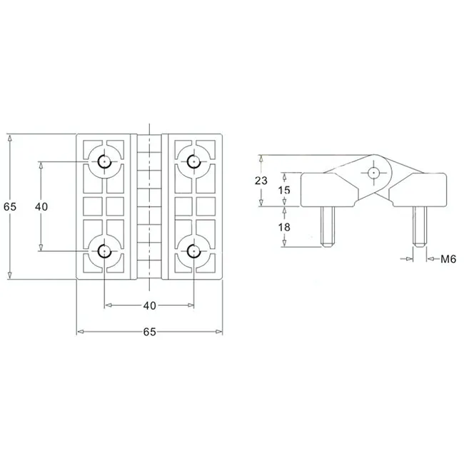 Adjustable Torque Hinge, Black Plastic