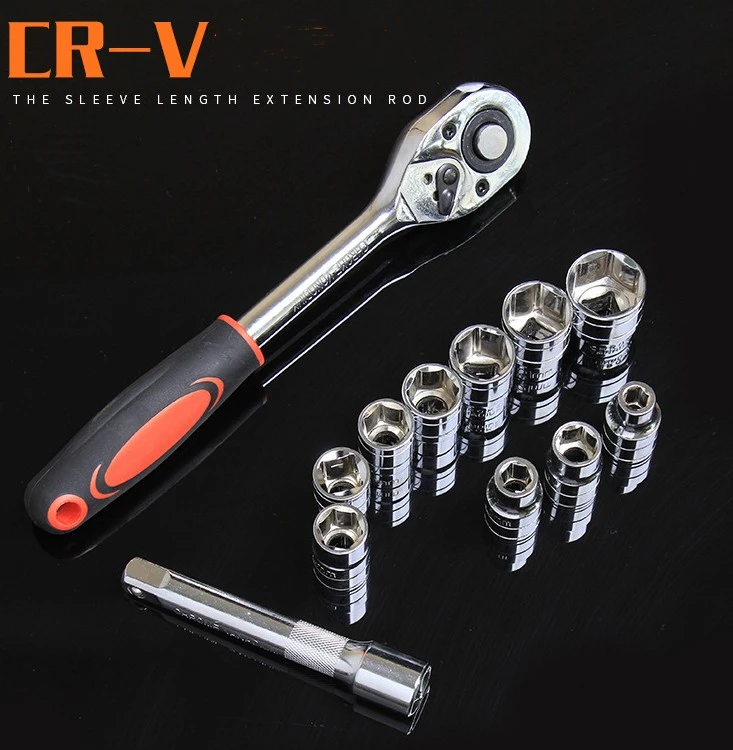 High Quality 1/2-Inch Drive Quick Release Ratchet and Cr-V Metric Sockets Set