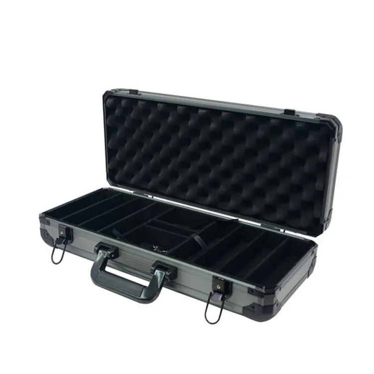 Heavy duty black aluminum poker chip metal case