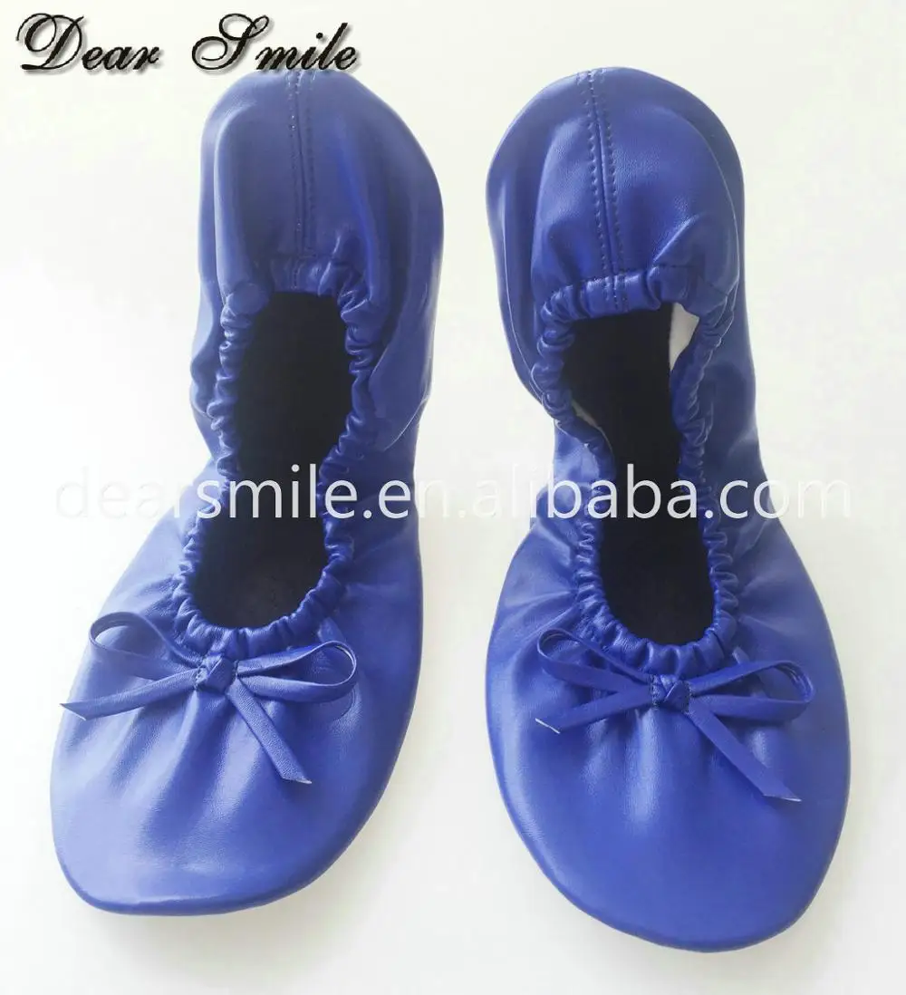 Big discount ! Hot Selling girls folding ballerinas foldable flat slipper pumps in bags for party event