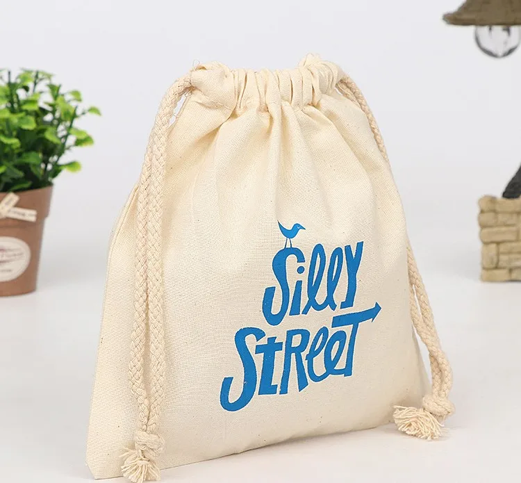 Пакеты из переработанного холста на шнурке для упаковки риса