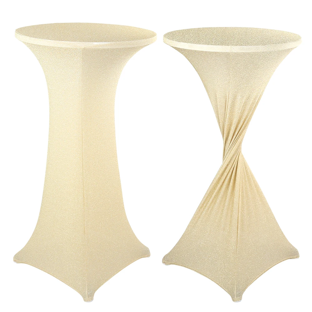 
hot sale sequin champagne gold turquoise shiner spandex cocktail table cover bar cloth factory manufacturer 