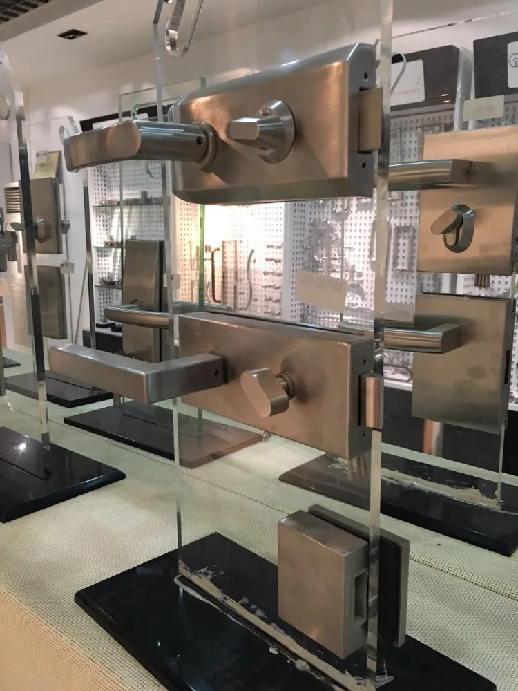 Door lockblack sliver Aluminium  Stainless steel glass door lock with handle MP10-D3  hotel toilet bathroom