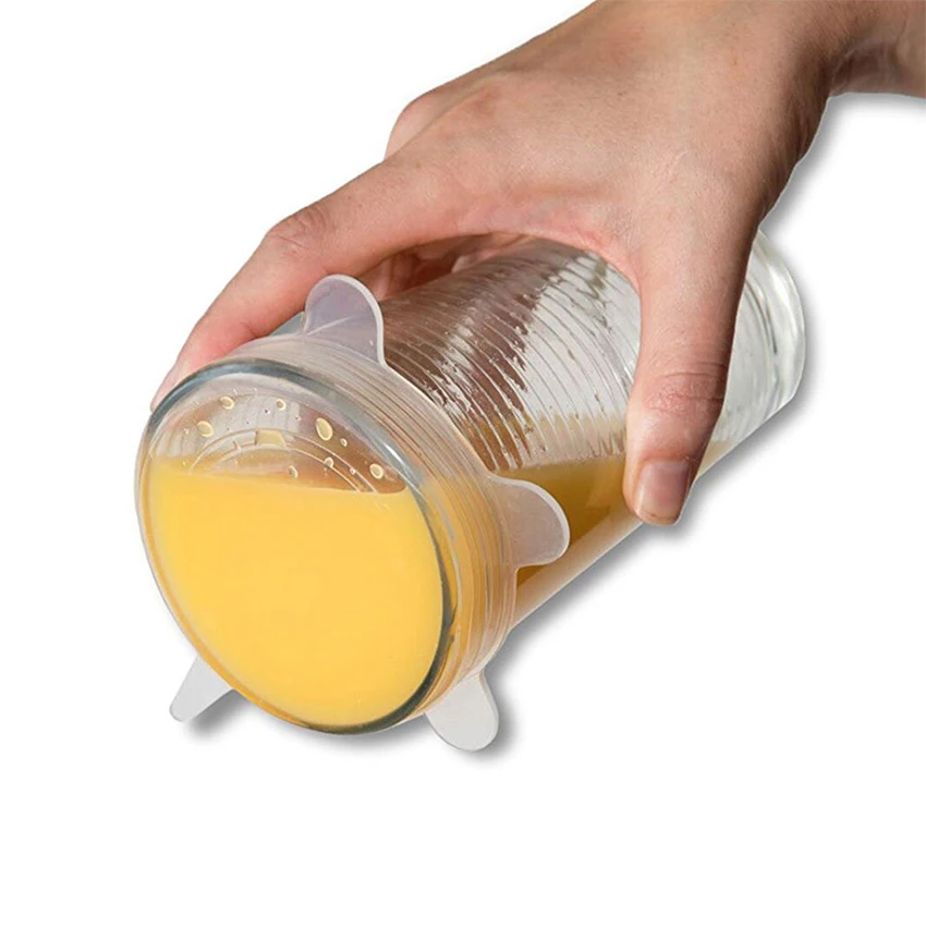 6-pack Custom Color Logo Strech Silicone Stretch Lids 6 Pack BPA Free Custom Silicone Stretch Lids