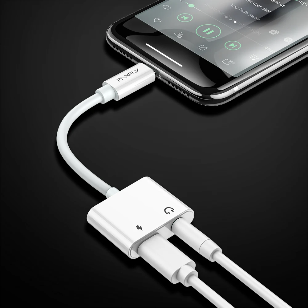 Бесплатная доставка 1 образец OK 2 в 1 для iPhone на 3,5 мм преобразователь зарядного устройства RAXFLY разветвитель телефона зарядный адаптер для прослушивания
