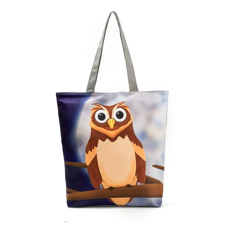 LYMECH 3D print makeup canvas bag lady fashion rope handle cotton handbag tote hand