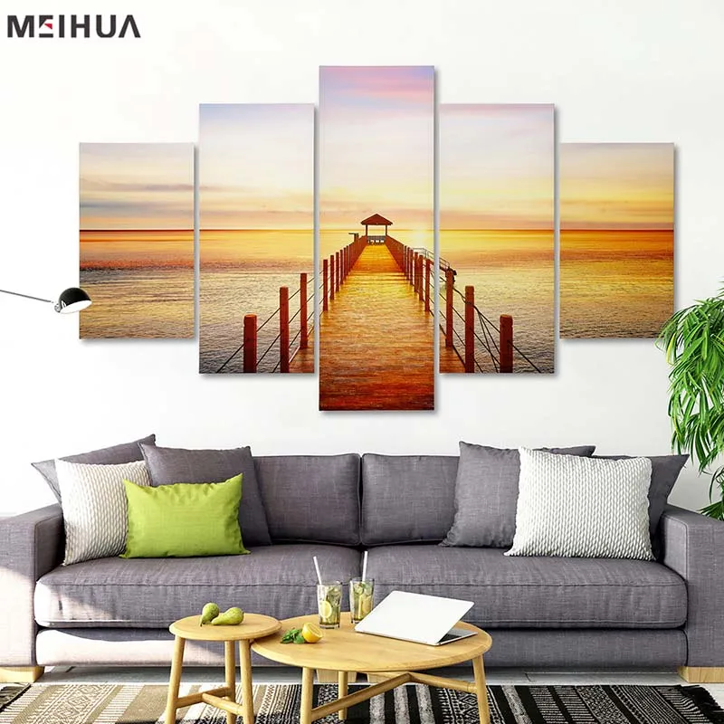 
Good design 5 piece canvas wall art abstract watercolor painting for home 