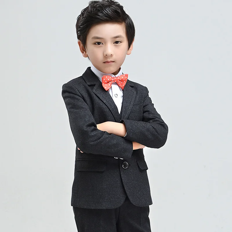 
Designer Black Coat And Pants Boys Formal Suit 