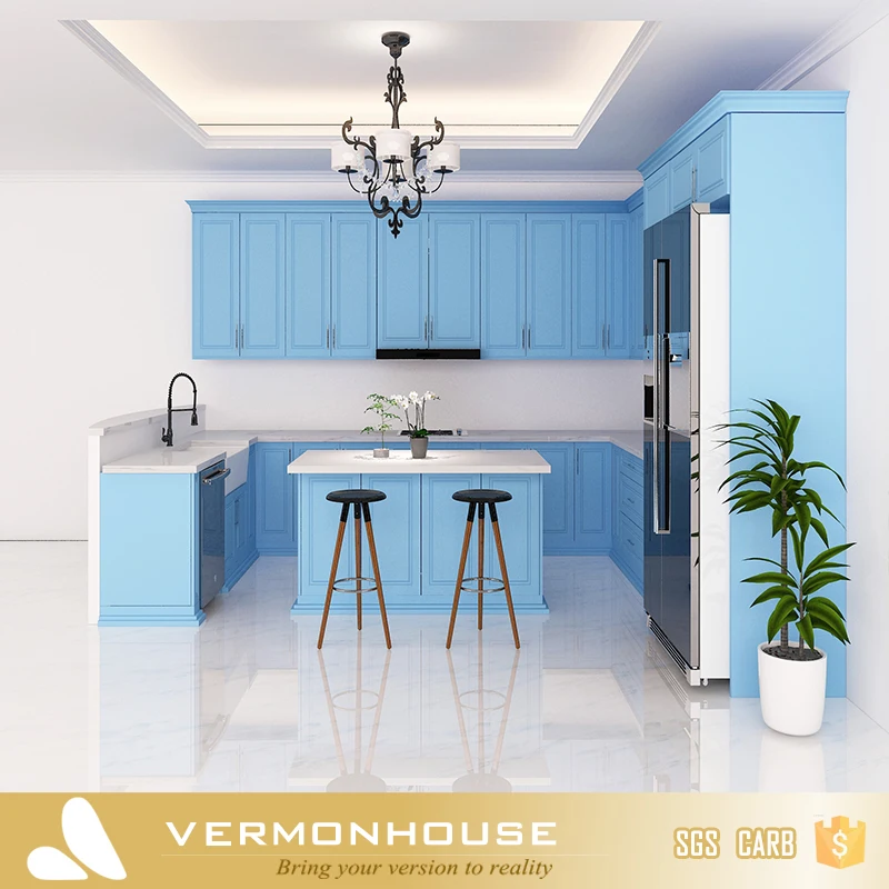 2018 Hangzhou Vermont Kitchen Furniture Set with Nice Curved Design Made in China