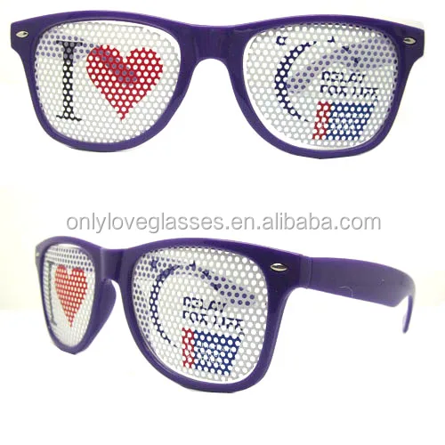 Custom hot sale pinhole glasses, printed on lens sunglasses