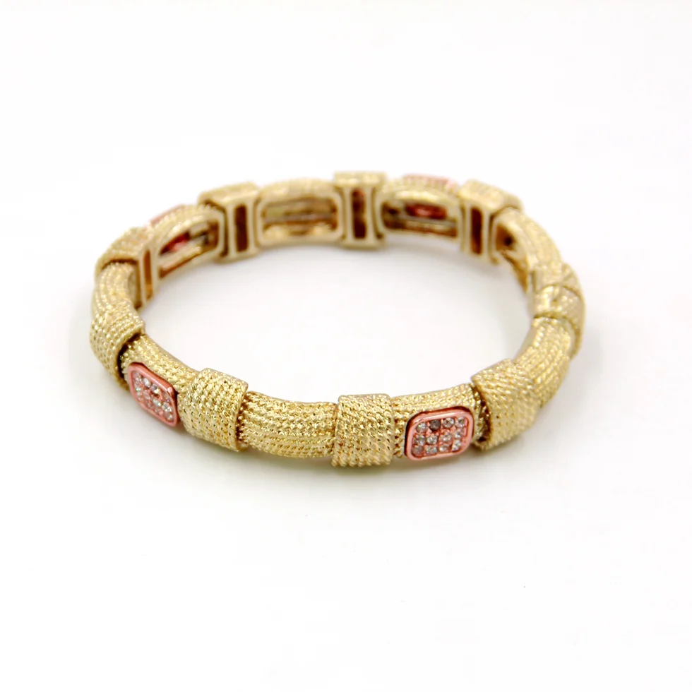 
Hot selling top design steel wire connected zinc alloy bars open and close magnetic bangle bracelet with bling bling rhinestone 