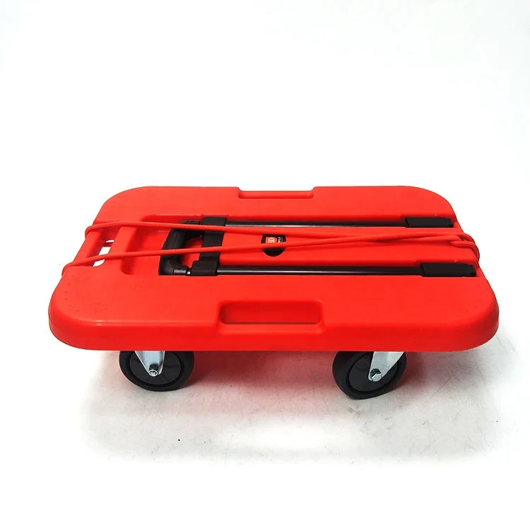 Foldable steel 4-wheel muted flatbed heavy moving airport luggage cart/trolley/roller for warehouse