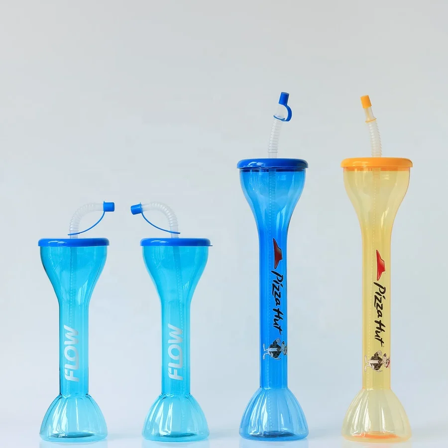 Long Neck Customized Drinking Party Yard Cup Clear Yard Cup With Straw