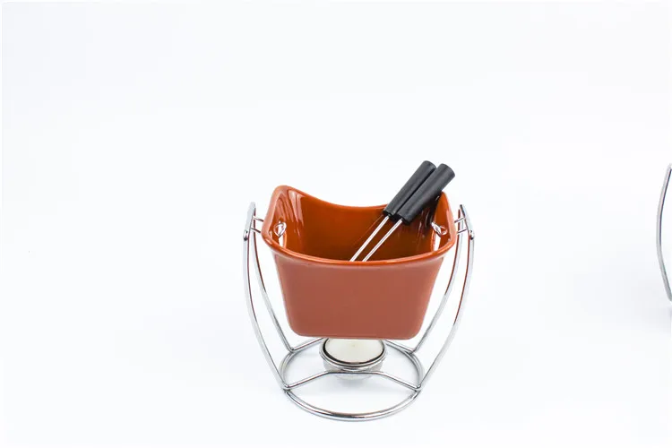 Durable outdoor take away small ceramic mini cheap chocolate fondue set with candle