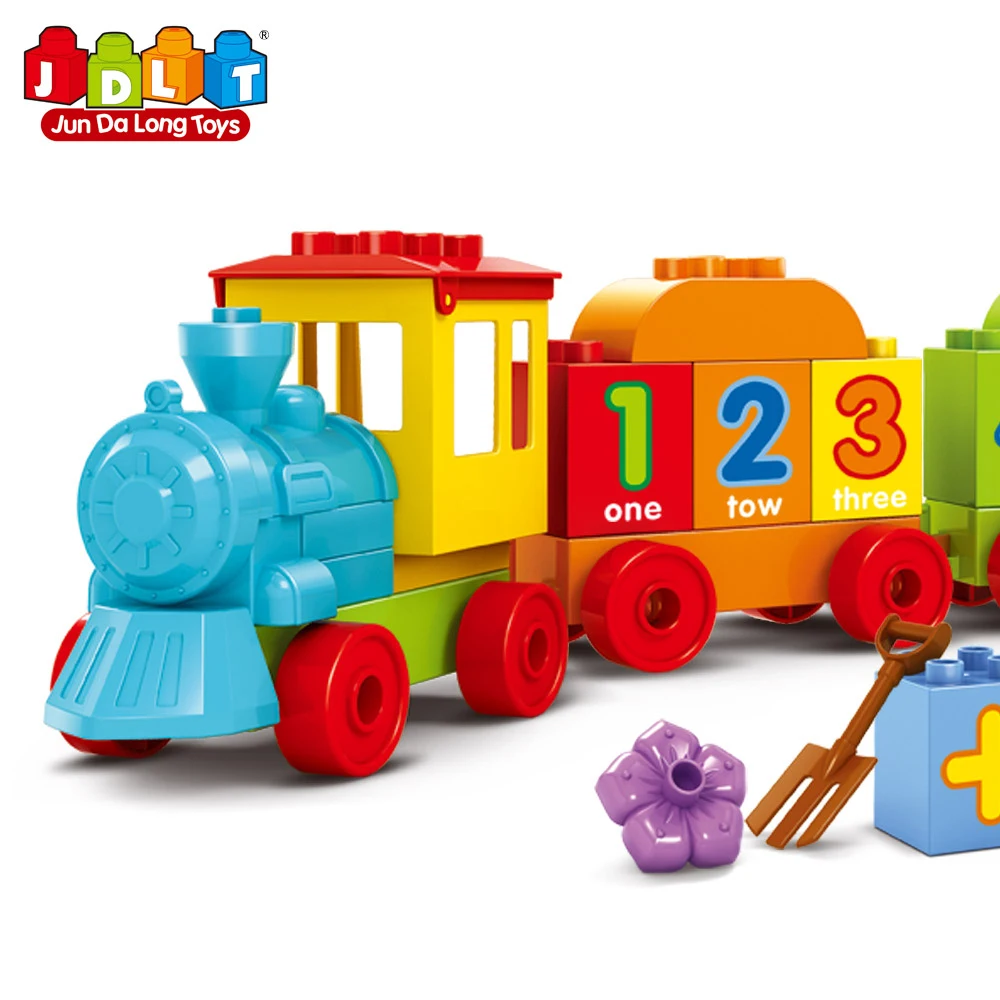 JDLT hot sale toy for children DIY intelligent educational assemble ABS large plastic train 53pcs building block bricks set
