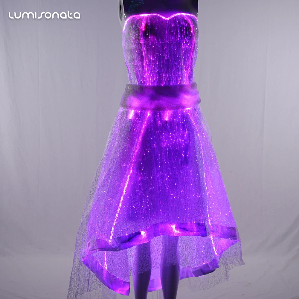2018 LED glow in the dark light up luminous long bridesmaid dresses