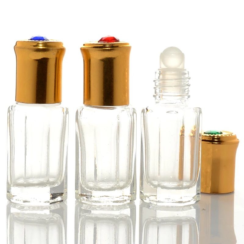 3ml 6ml 12ml Eight-Square Attar Bottle / Perfume Oil Roll-on Glass Bottle