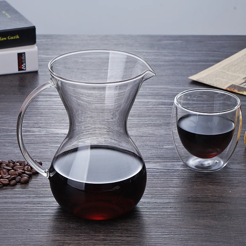 Convenient cleaning glass pour over coffee maker set with high drip coffee filter