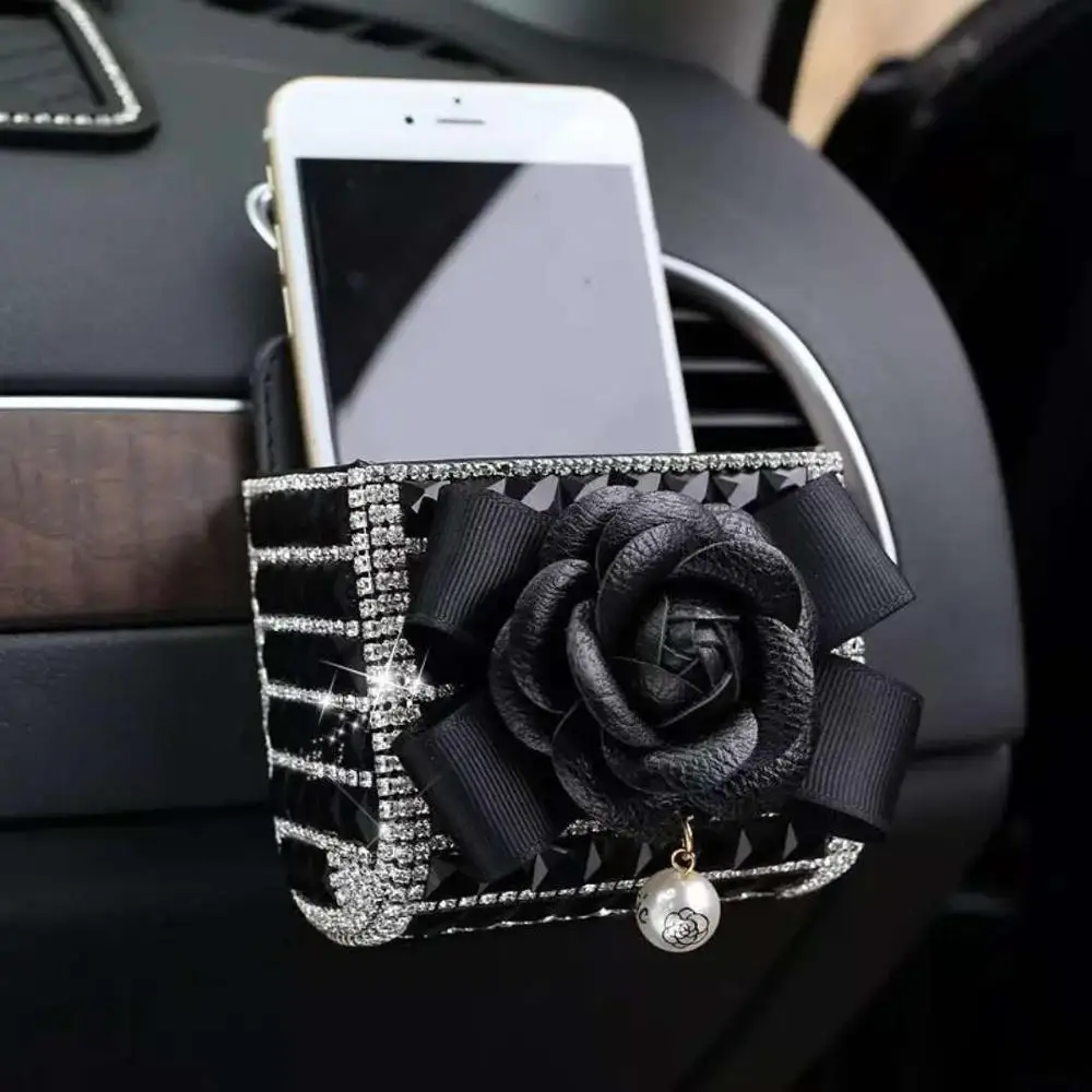 Черный чехол для мобильного телефона с автомобильным портом кондиционера, чехол для хранения автомобильных ключей, держатель для телефона, чехол с крючком