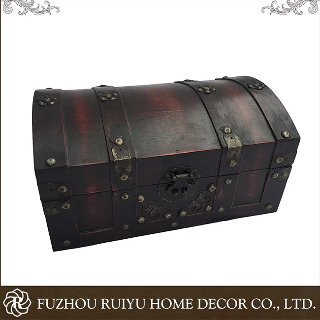 wholesale Recyclable custom vintage storage boxes Classical retro OEM luxury wooden box treasure chest